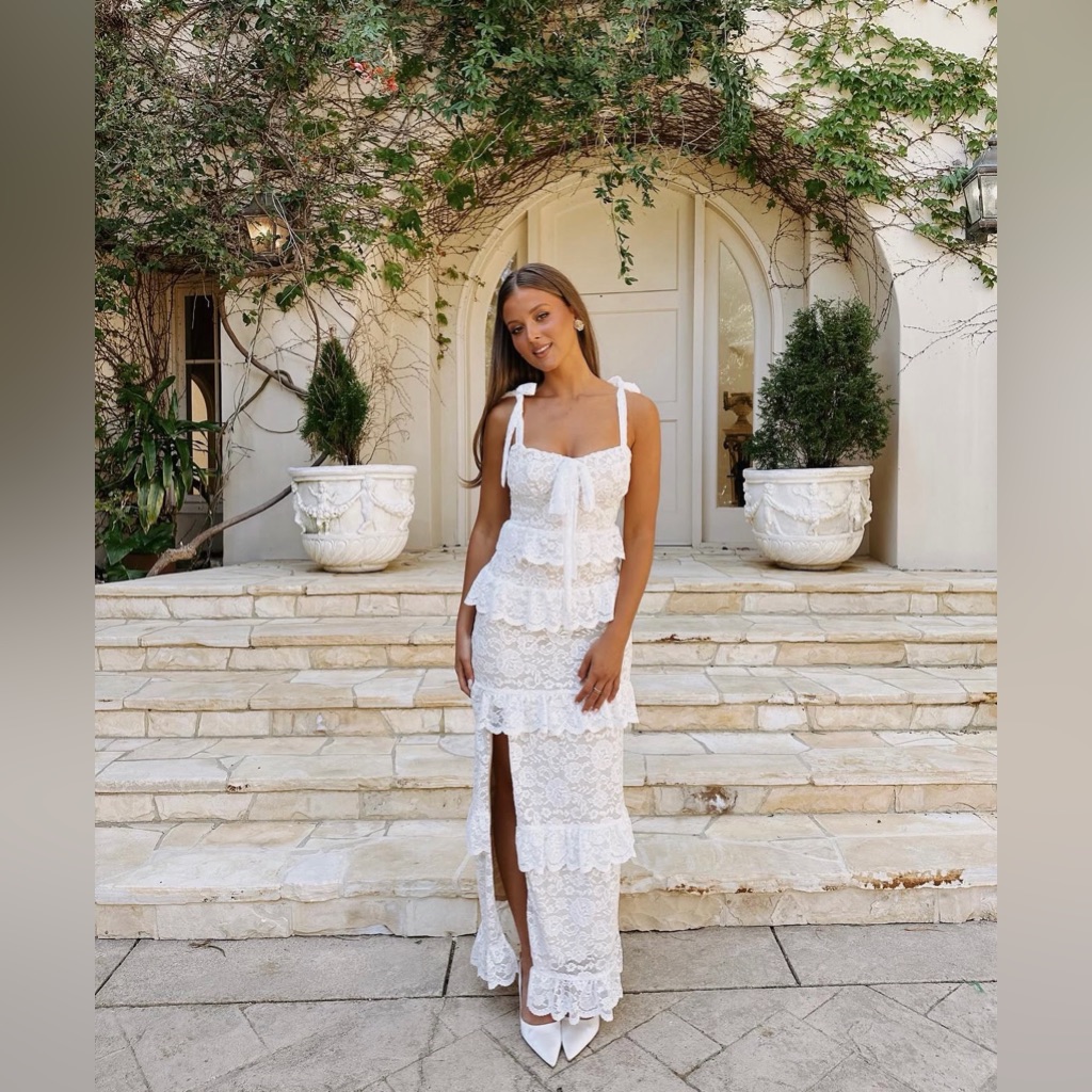 Nwt Show Me Your Mumu Monique Tie Maxi Dress White Forever Lace Size Medium